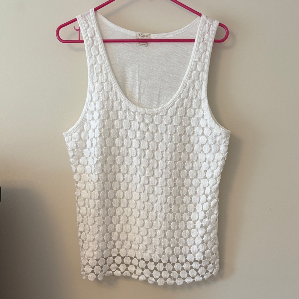 J. Crew White Textured Tank Top
